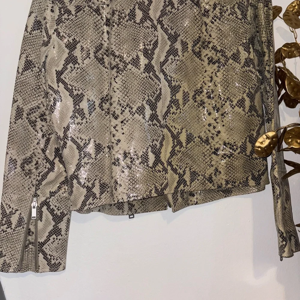 INTERMIX Beige Snakeskin Leather Jacket - Picture 5 of 5